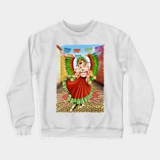 Christmas Quetzalcoatl Skirt Rudos Mask Background Jagged Crewneck Sweatshirt